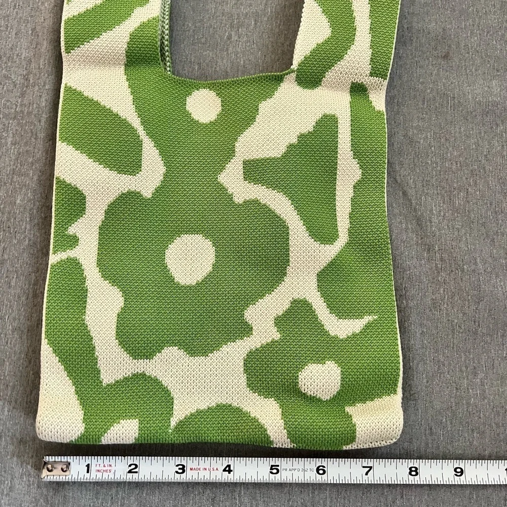 Mini Knot Wrist Bag wristlet knitted green flower tote NEW